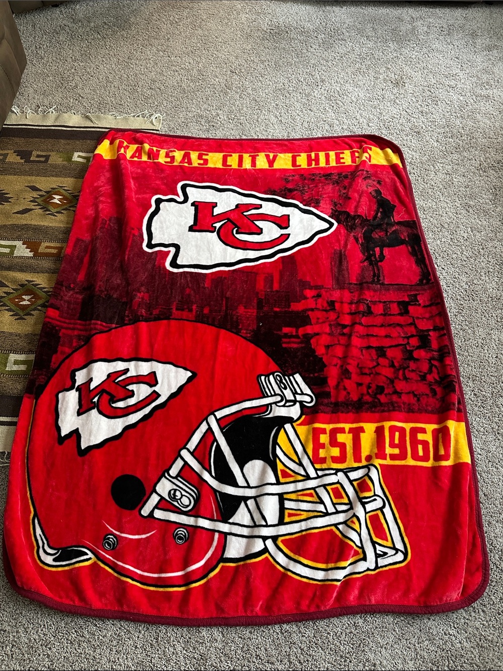 NFL Kansas City Chiefs Red Yellow Team Throw Blanket